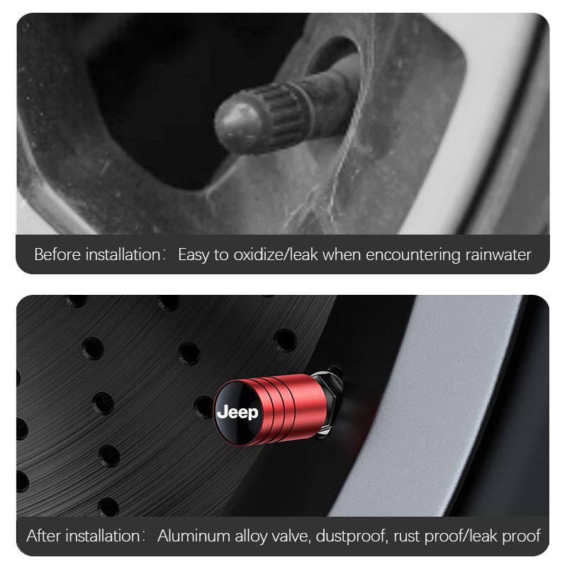 Car Tyre Wheel Valve Cap Cover Auto Accessories For Jeep Renegade Compass Grand Cherokee Wrangler jk Gladiator Patriot Liberty AMS1