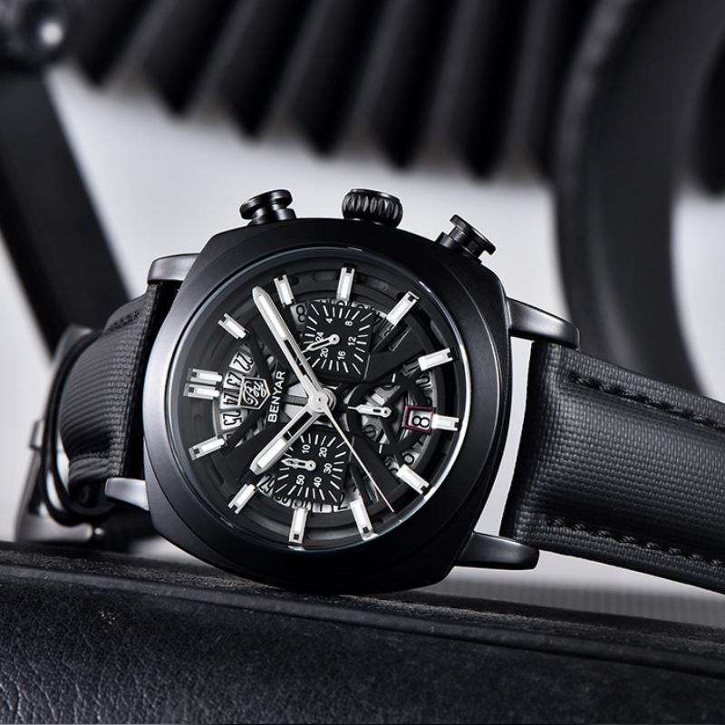 BENYAR Men's Fashion Sports Multi Functional Waterproof Calendar Business Quartz Watch