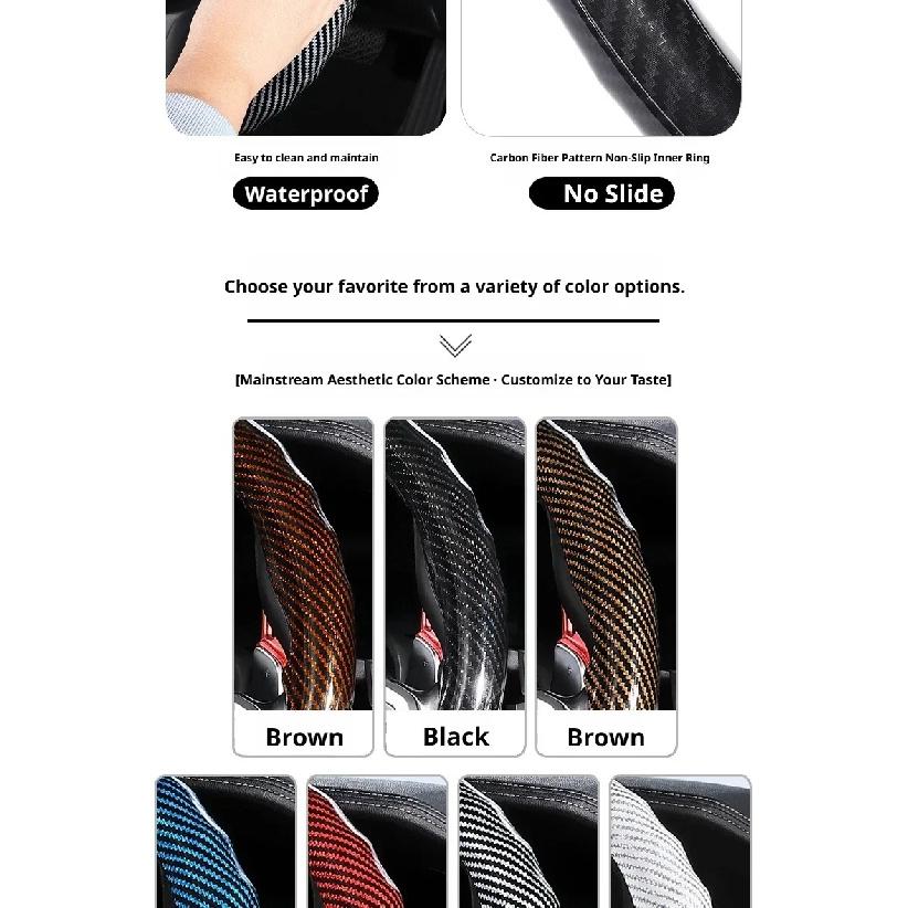 For MAZDA Steering Wheel Cover Sport Carbon Fiber Texture 37-38CM Fits 3 5 6 SKYACTIV CX30 CX5 CX8 CX9 MX5 RX8 RX7 BT50 Axela