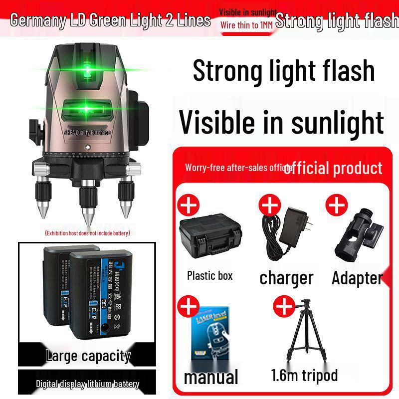 High-Precision Automatic Laser Level Tool with Green & Blue Light, 5-Line Infrared, Outdoor Use