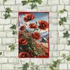 1pc Vintage Heart Metal Wall Art, Red White Poppy Rustic Iron Sign, 8x12 Inch Floral Decor for Home Cafe Office