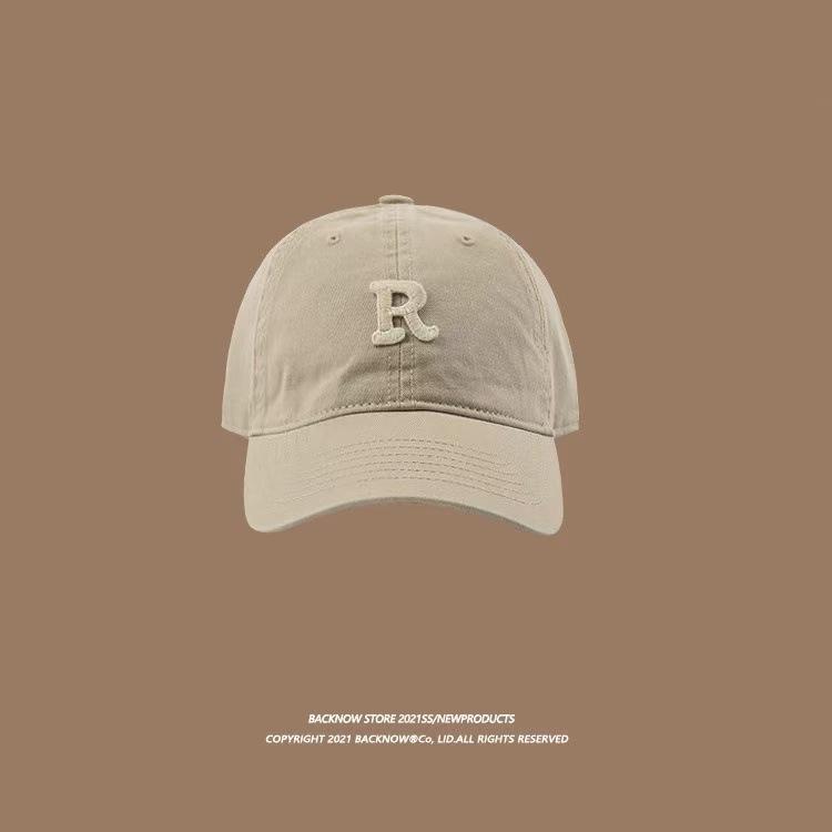 Versatile Large Head Baseball Cap: Solid Color, Deep Crown, Wide Brim, Embroidered Letter Design