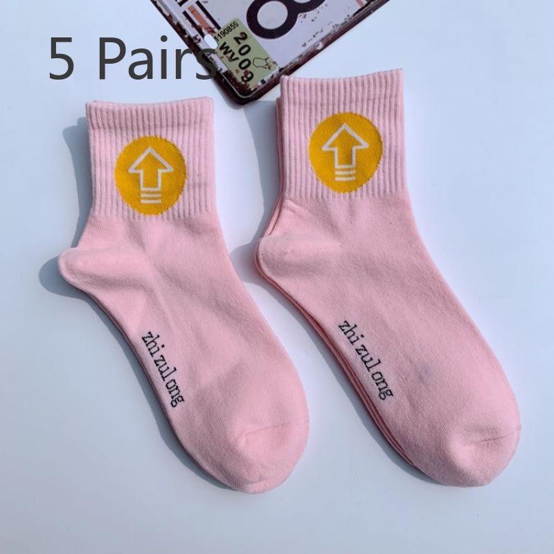 

5 пар мужских и женских коротких носков Tide College Style Personality Sports Skateboarding Cotton Socks 5 pairs розовый