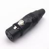 Black Lacquered XLR Microphone Plug: Gold-Plated Copper Pins, 3-Core Female Connector