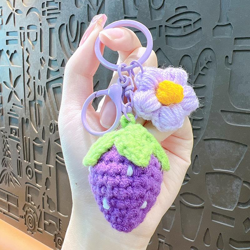 Cute Crochet Bouquet Mini Hand-knitted Flower Ring Car Bag Hanging Pendant Ornament Lover Valentine's Day gift Bag Charm