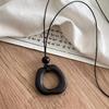 Retro Geometric Wood Pendant Necklace for Women – Unique High-End Sweater Chain Accessory