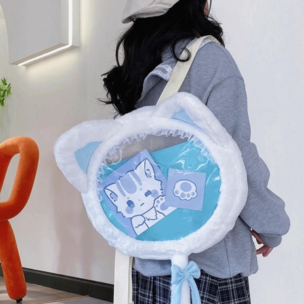 Crossbody Bag Transparent Pouch Itabag Japanese Style Plush Backpack Cute Cat Shoulder Bag  Lady
