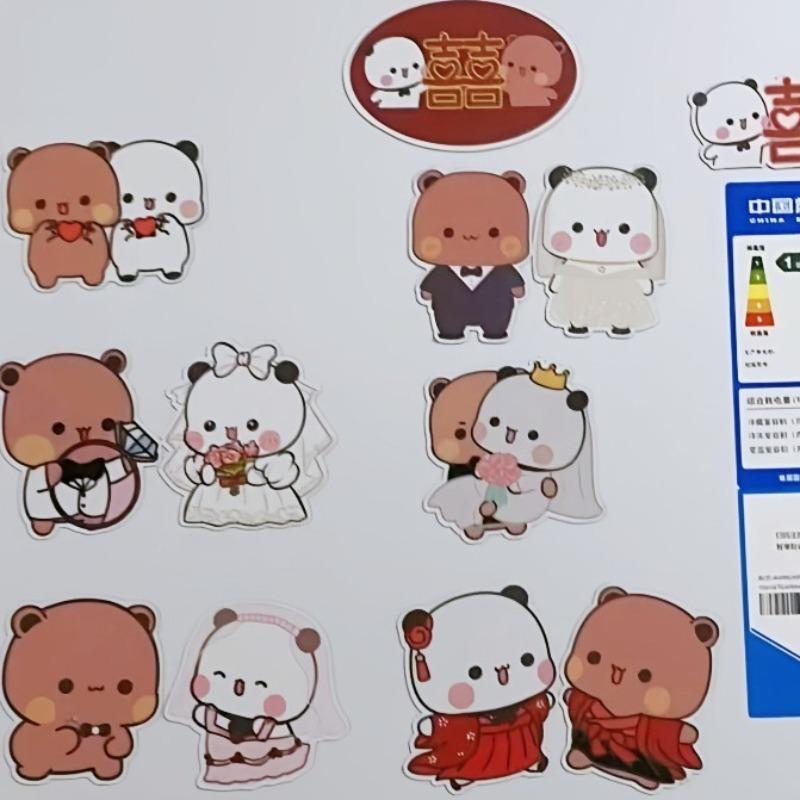 Cute Bubu Dudu Wedding Fridge Magnets Kawaii Panda Yier Home Decor Sticker Creative Anime Home Accessories Couple Ornament Gift
