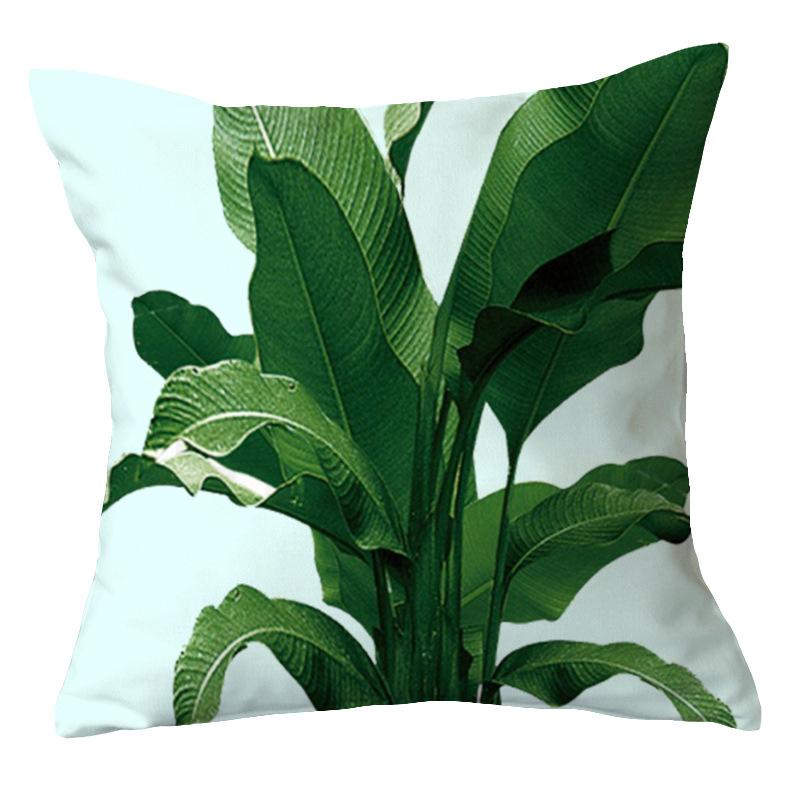 Office Chair Cushion Home Pillow Case Ins Plush Printed Pillow Case Green Plant Nordic Style Pillow