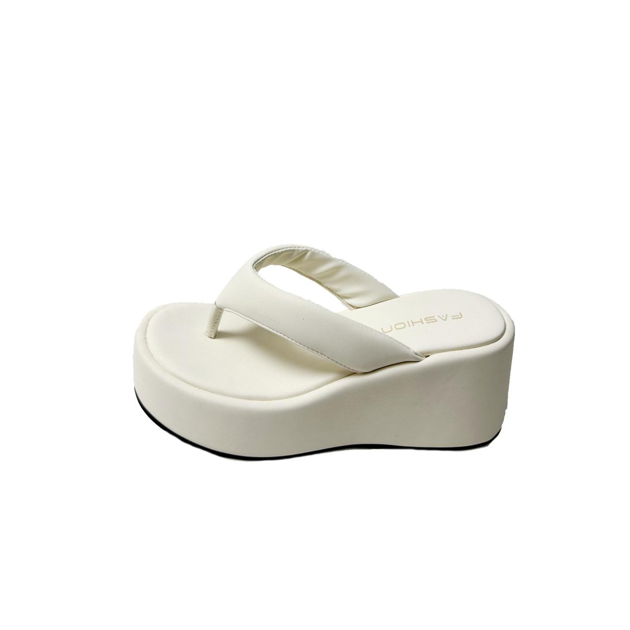 

Slope heel flip-flops women s new 2025 summer foreign trade thick bottom high heel outer wear pinch foot height increase muffin cool slippers 39