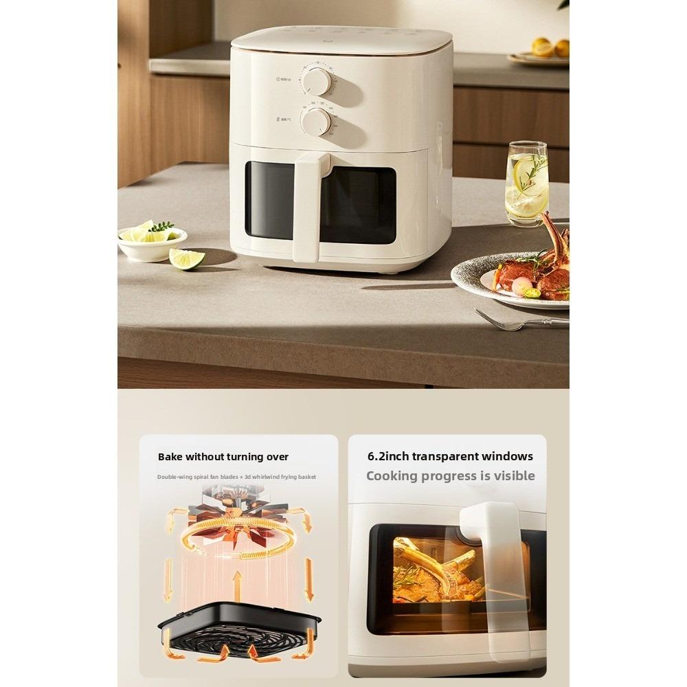 Mijia Air Fryer 5L, No Turn Over Cooking, 6.2" Clear View Window, High Temp Resistant Metal Liner, Multi-Function Air Fryer for Home