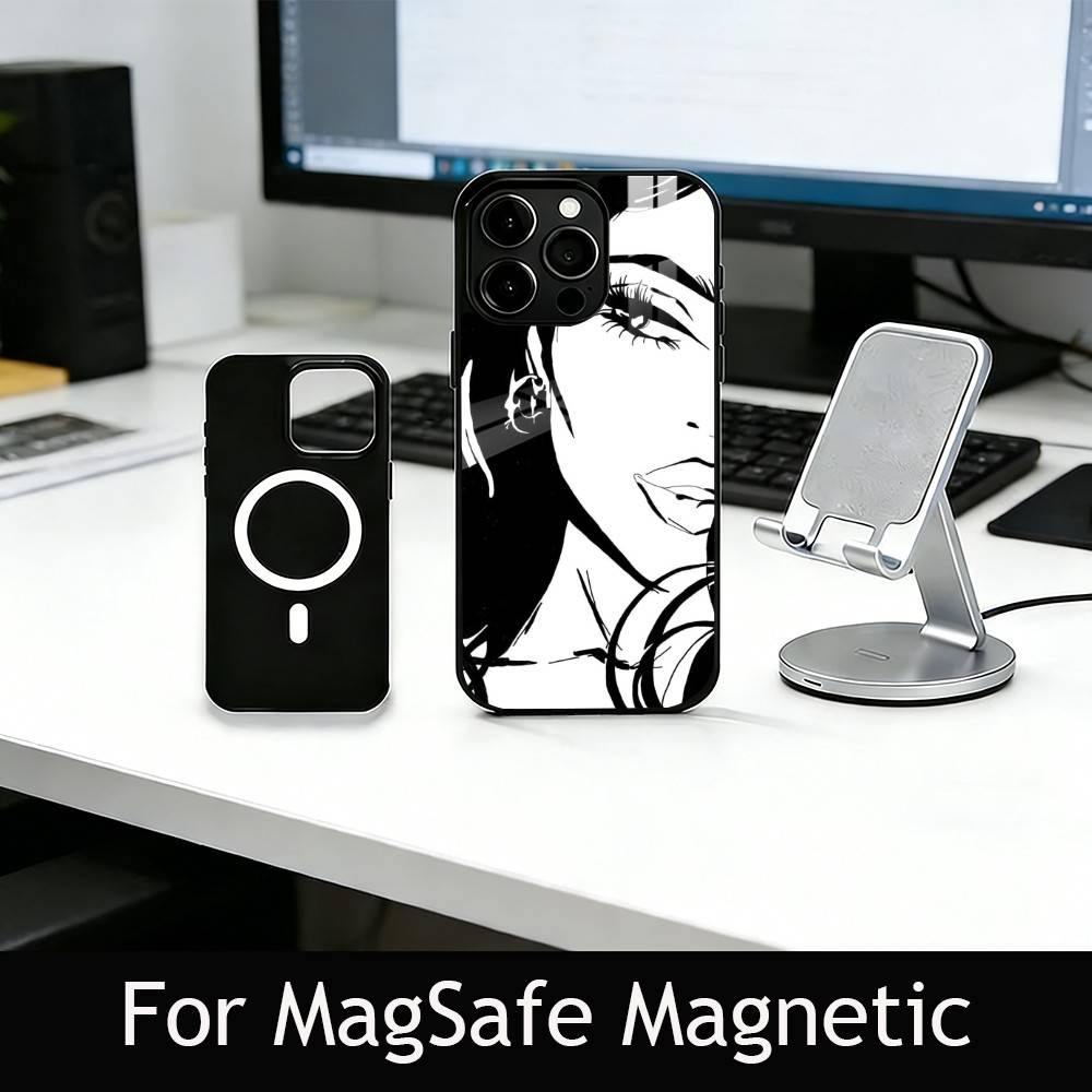 Line art Phone Case For iPhone17,16,15,14,13,12,11 Plus,Pro Magnetic For Magsafe Wireless Charging