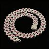 Hot Selling 15MM Double Row Rhombus Cuban Chain Hip Hop Men's Necklace with Two-Tone Diamonds