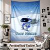 Wall Hanging Tapestry With Custom Name & Text, Astro Bot Decorative Tapestry For Bedroom