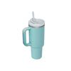 (Blue)Stainless Steel Water Cup Large Capacity Vacuum Straw Cup Handle Coffee Mug