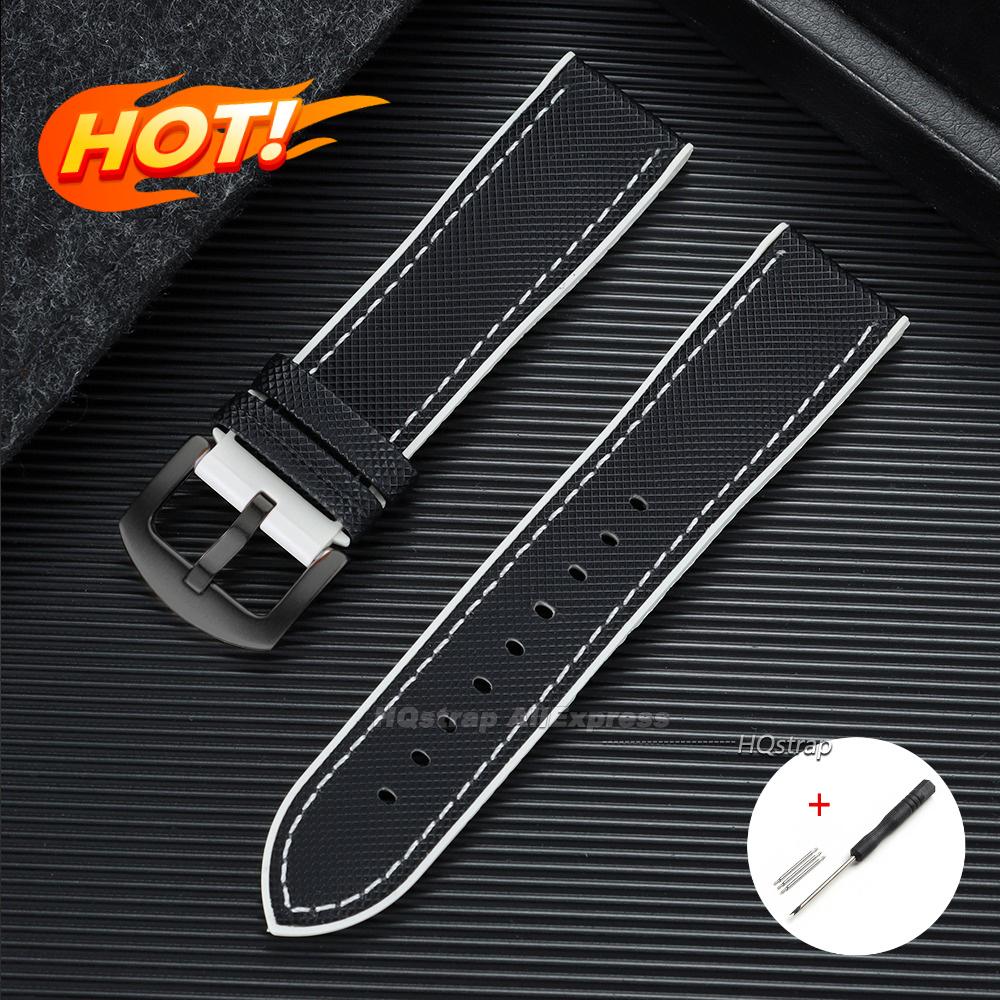Premium TPU Rubber Nylon Sailcloth Hybrid Watch Strap 18mm 19mm 20mm 21mm 22mm 24mm for Casio for Seiko Band Waterproof Bracelet