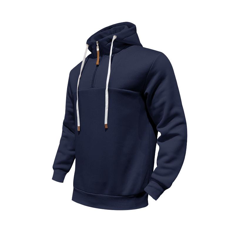 European, American Autumn and Winter American Heavy Hooded Sweater Thickened Casual Jacket Men s Loose Sweater Tank Suit Men S темно-синий