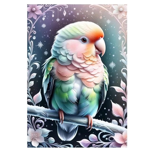 

Милые попугаи и цветы картина полные дрели 5D алмазная живопись мозаичная вышивка «сделай сам» вышивка крестом для украшения дома J3689 round 40x30cm дубильная кора