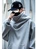 Unisex High-Neck Hooded Sweatshirt: Heavyweight, Functional, Loose-Fit Top for Spring, Autumn, Winter - Trendy, Casual, and High Street Style.