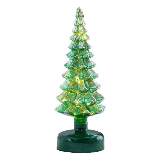 Illuminated Glass Christmas Tree Tabletop Light Up Christmas Tree Figurine for Xmas Home Party Centerpiece Tabletop Mantel Decor