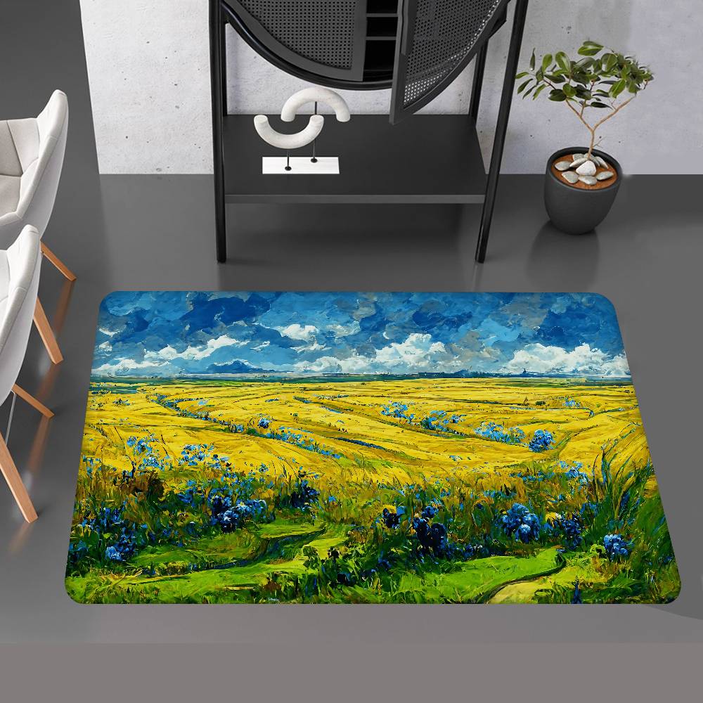 World Famous Painting Art Category Floor Mat Retro Multiple Choice Living Room Kitchen Rug Non-Slip Modern Home Decor