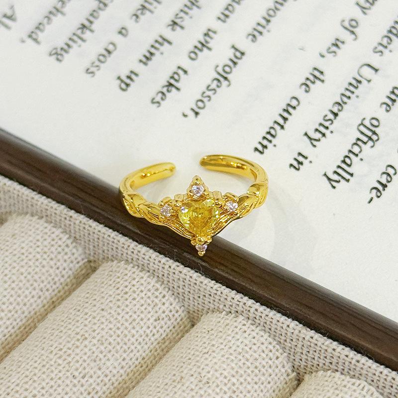 

Premium Two-Color Water Drop Zircon Four-Leaf Clover Ring Exquisite Light Luxury Niche Colored Treasure Interwoven Diamond Open Ring Female Adjustable opening