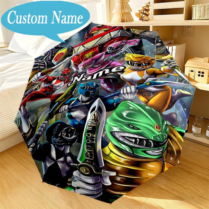 Custom Name Umbrella Power Rangers City Adventure Umbrella 8-Frame for Travel, Camping, Casual Lightweight Portable, Essential for Family Gifts