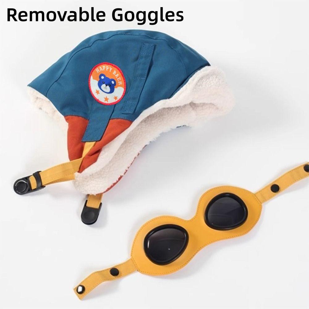 Mode Niedliche Cartoon-Pilotenmütze Kältefest mit Brille Ohrenschutzmütze Verdickte Winddichte Warme Mütze Winter