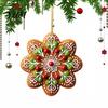Indoor Hanging Decor 2D Acrylic Christmas Ornament, Gingerbread Snowflake Red Berry Decoration Decorative Holiday Pendants for Xmas Tree, Car Rearview