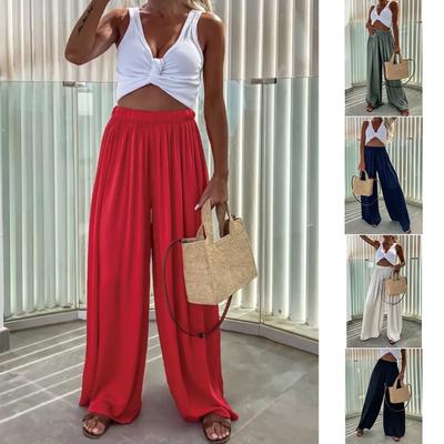 Women Autumn Winter Wardrobe Staple Versatile Draped Casual Street Elastic High-Waisted Solid Color Pocket Straight-leg Pants
