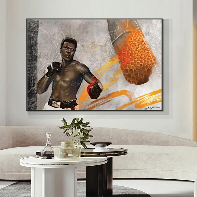 

Современные граффити-арт-боксеры, мотивационные картины на холсте на стене, художественные боксерские картины, постеры, принты для дома, декор Куадрос 21*30cm