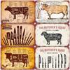 The Butcher's Guide Vintage Metal Signs, Kitchen Poster Cuts of Beef, Pork, Duck, Fish, Shop Wall Decor, Tin Sign, 20x30cm