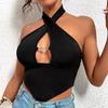 Tank Top Solid Halter Cross Crop Tops Women Summer Adjustable Shoulder Strap Camis Backless Camisole Casual Tube Female Sleeveless Cropped Vest