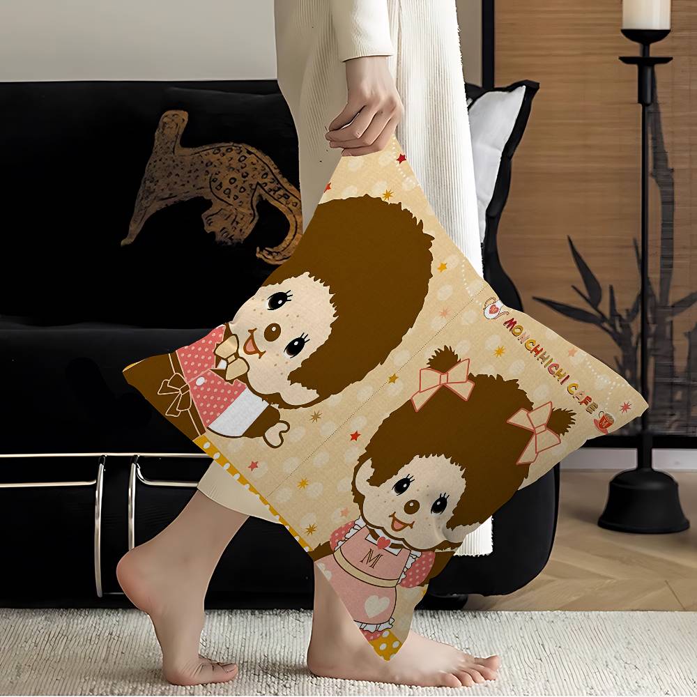 Popular Logo M-Monchhichi Fashion Cushion Cover Pillowcase Upholstery Sofa Throw Pillow Home Decor Pillowcas