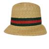 Used 9539 Woven Straw Hat 434760 K0M00 9666 7919 Sherry Green Red Straw Medium 22.4" Unused Web Stripe Natural Women's