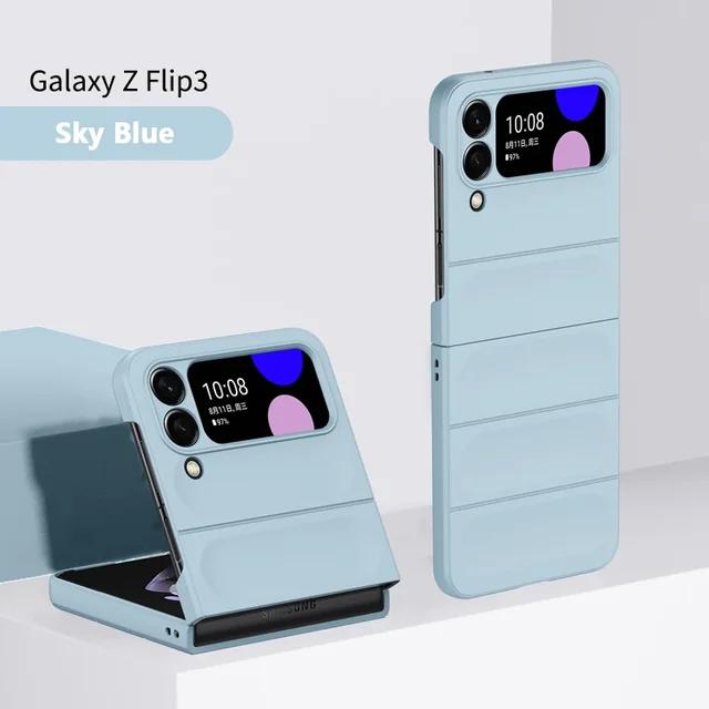 

For Samsung Galaxy Z Flip 3 5G Skin Feel Hard Case Foldable Shockproof Plain Protection Cover For Samsung Galaxy Z Flip 4 For Samsung Z Flip5 синий