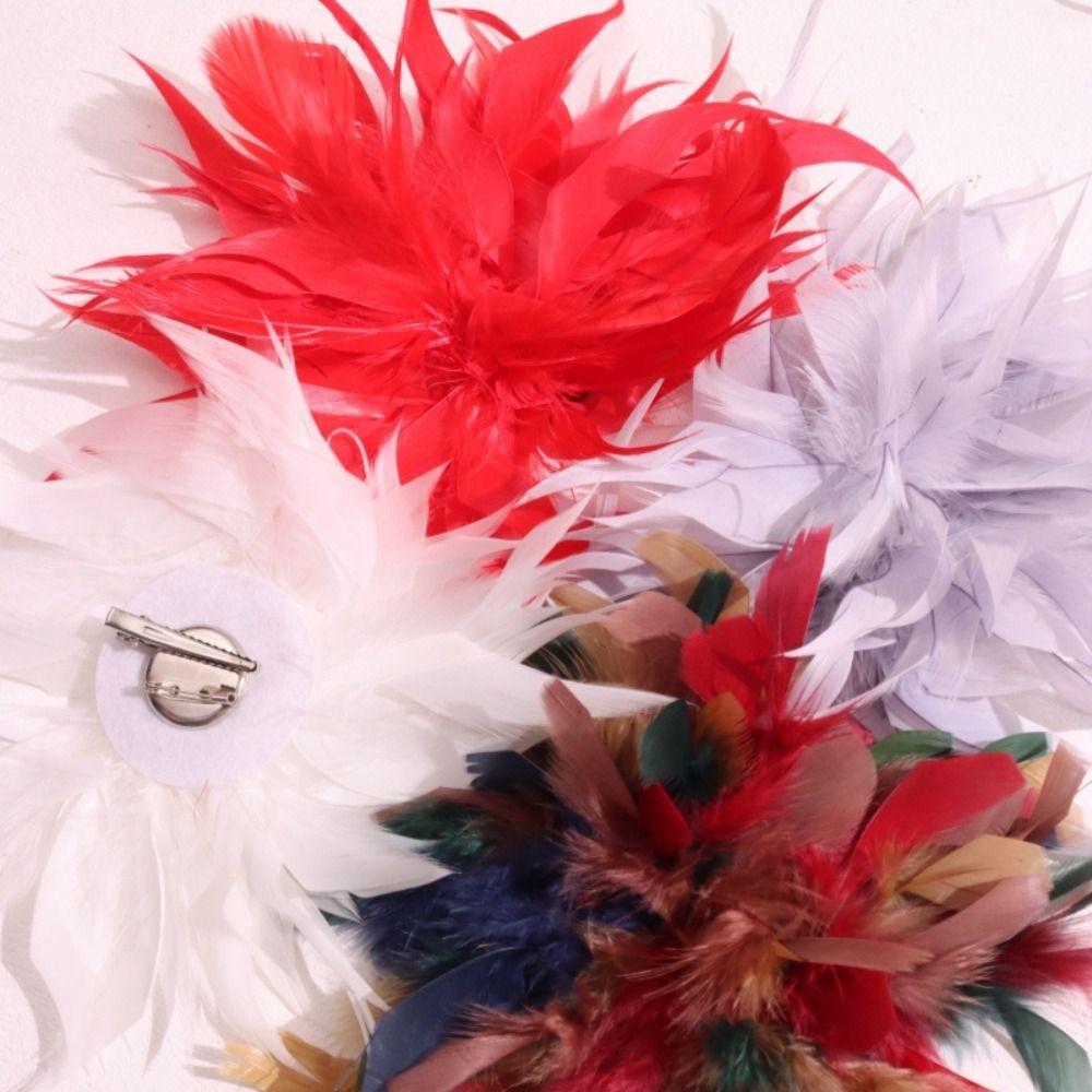 Lightweight Artificial Feather Lapel Pin Colorful Exaggerated Feather Brooch Wedding