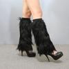 Plush Leg Warmers for Women Soft Furry Boot Toppers Ribbed Elastic Top Fuzzy Leg Covers Winter Accessory Party Costume