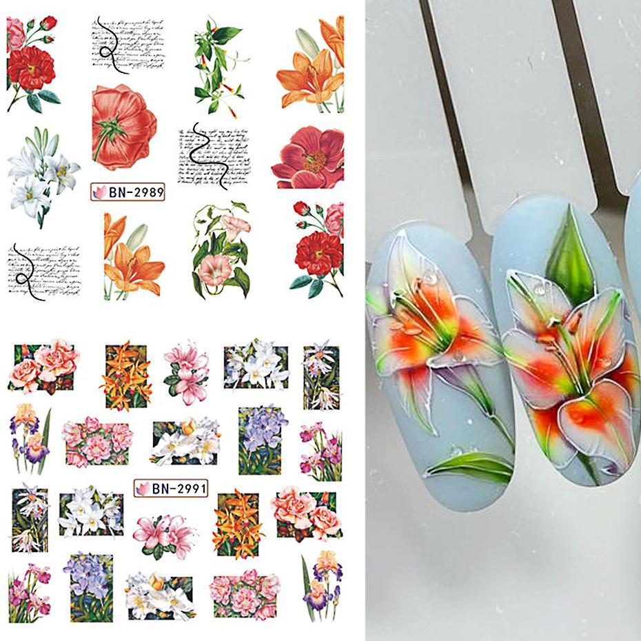 Water Nail Stickers Flowers Design Decals Summer Floral Petals Charming Art Decoration Sliders DIY Manicure Accessories Tool