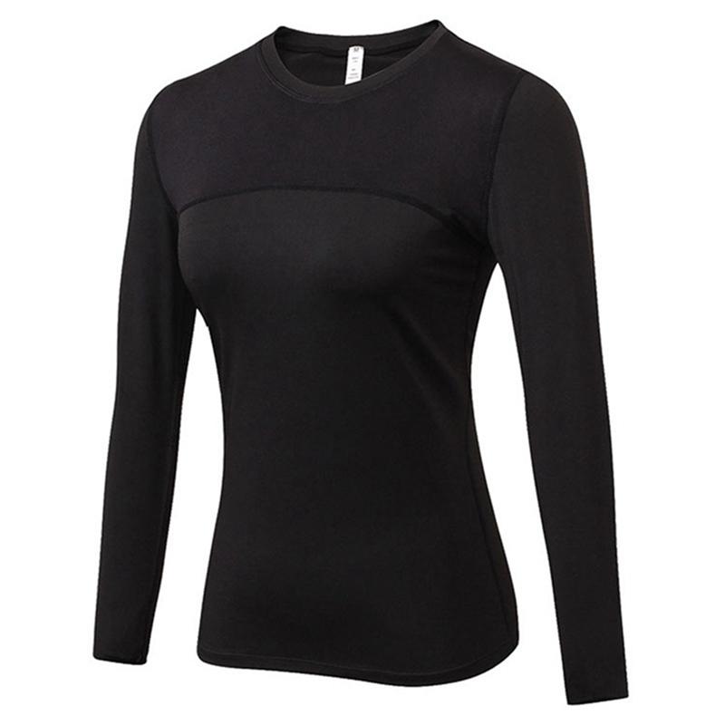Women's Tight PRO Fitness Running Yoga Sports T-shirt Sweatwicking Quick Drying Mesh Panel Elastic Long Sleeve Top