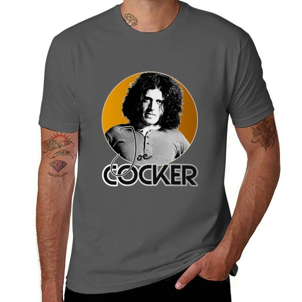 Joe Cocker T-shirt Groot en Lang Effen Kleur T-shirt