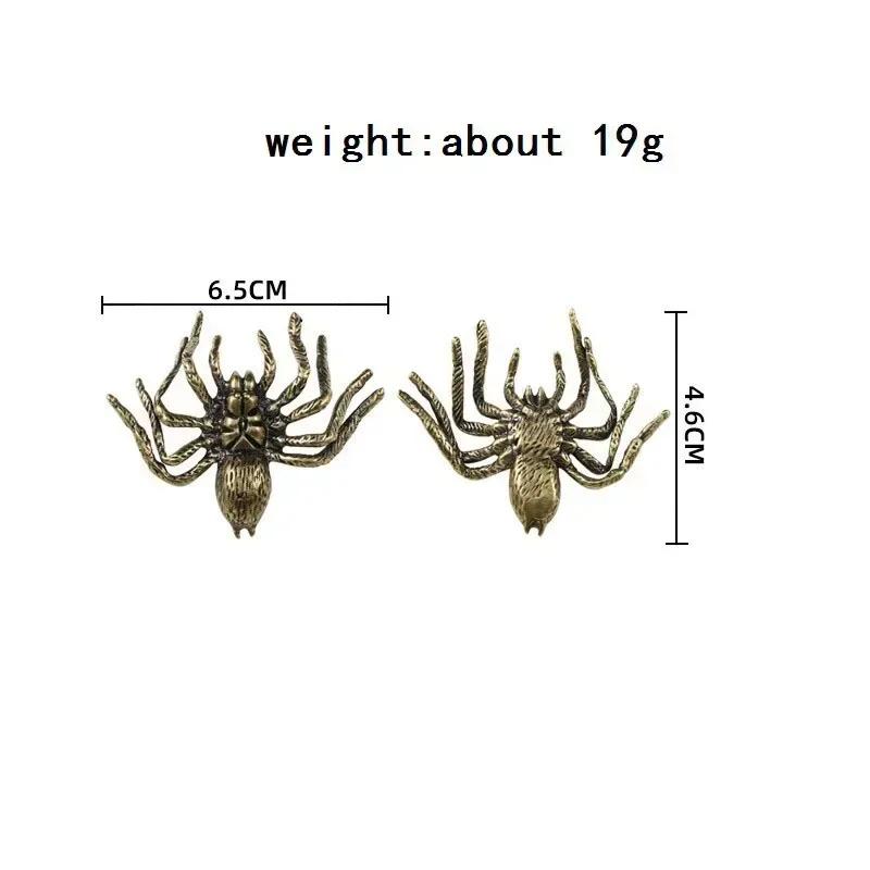 Solid Pure Copper Spider Statue Tea Pet Ornament Vintage Simulation Animal Figurines Miniatures Potted Landscape Home Decoration