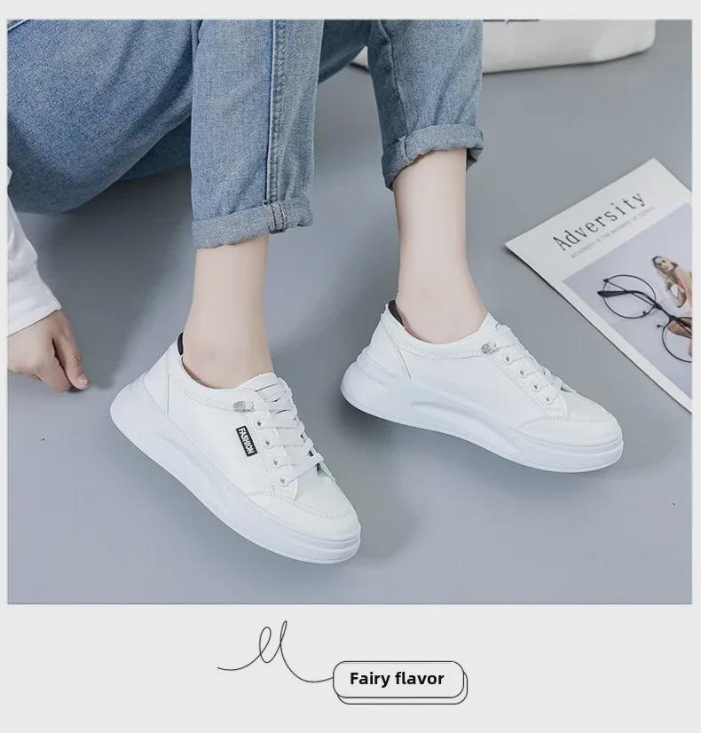 Women's Trendy Thick-Soled White Sneakers 2025 - Spring/Summer Casual Sports Shoes