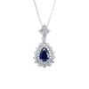 Elegant Blue Sapphire Water Drop Necklace In S925 Sterling Silver for Formal and Banquet Wear