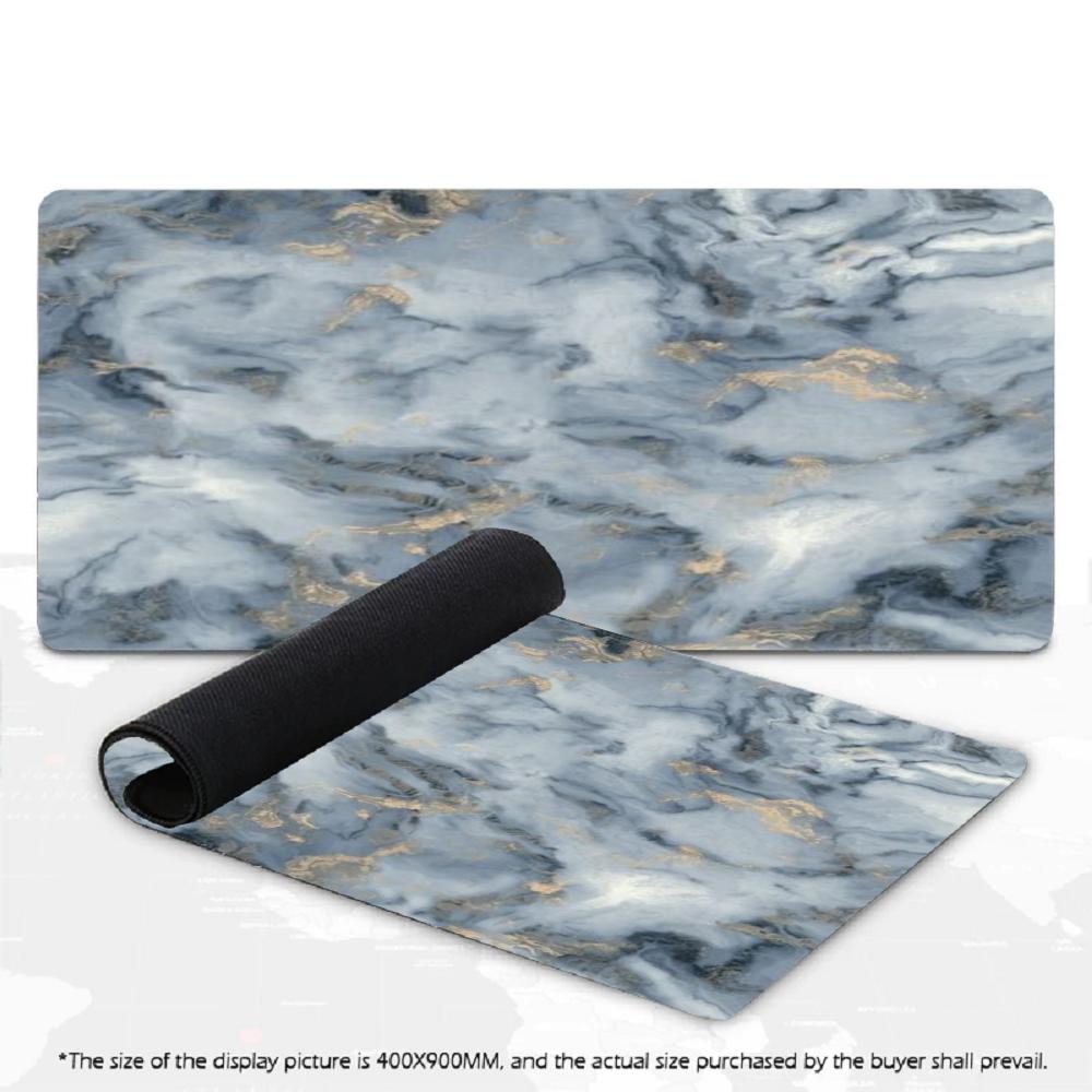 Large XXL Gold Vein Marble Mouse Pad Office Desk Mat Non-Slip Rubber Overlock Edges Keyboard Pad for Home Office Laptop Gamer