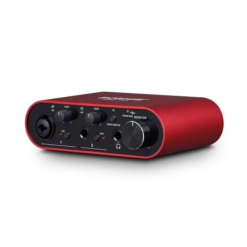 BOMGE BMG11S USB Audio Interface (24-bit/192 kHz), XLR, with 48V Phantom Power ? High-Fidelity, Studio-Quality Recording... (Red)