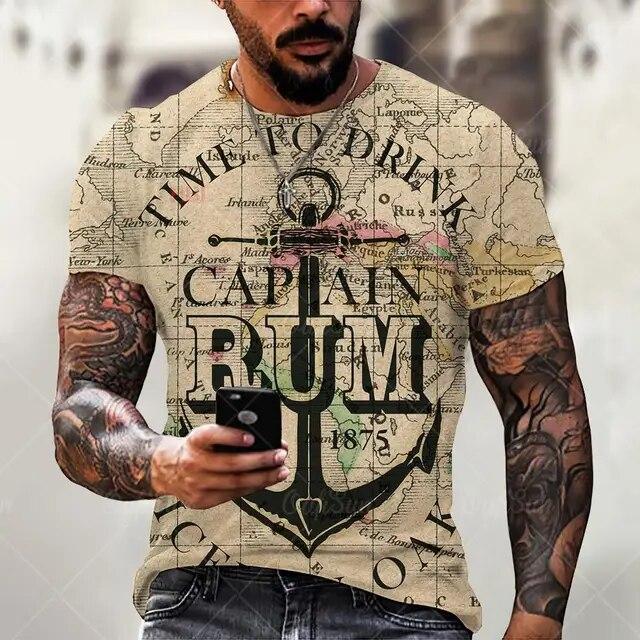 Tričko Summer Sailor, pánské tričko Anchor s 3D výstřihem a krátkým rukávem