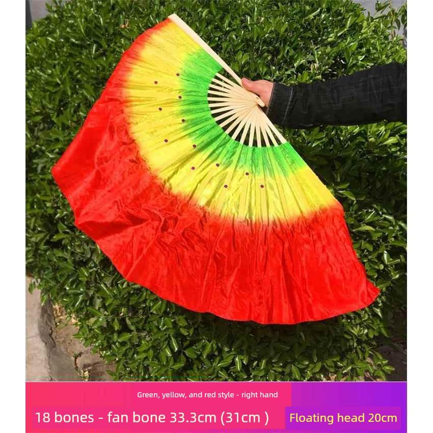 Čtvercový taneční vějíř, Taneční vějíř, Vějíř pro tanec Yangge, Oboustranný prodloužený vějíř s přechodovými barvami pro vystoupení, Vhodný pro pravou i levou ruku
