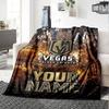 Name Custom Vegas Golden Knights Logo Print Flannel Blanket High Quality Warm Comfortable Cover for All Seasons Perfect for Gifts Home Decor