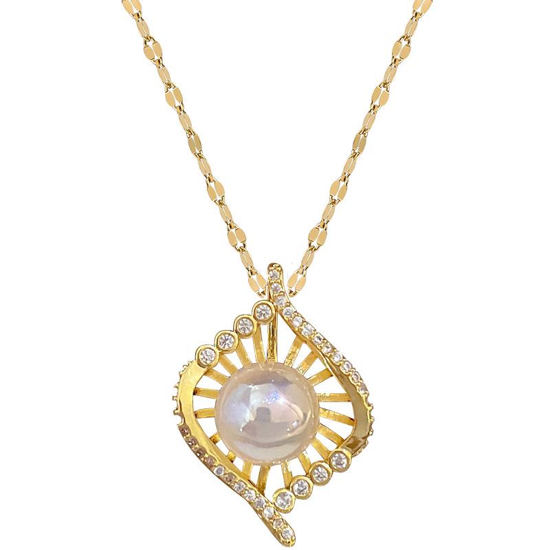 Bird'S Nest Mermaid Ji Light Luxury Temperament Gorgeous Full Diamond Necklace Female Versatile Clavicle Chain Titanium Steel Chain